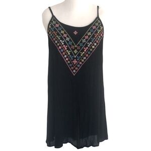 BoHo Black cover-up dress with embroidered stitching